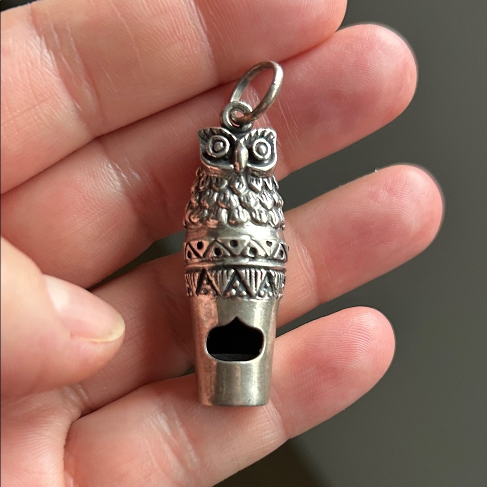 Silver Owl Whistle Pendant
